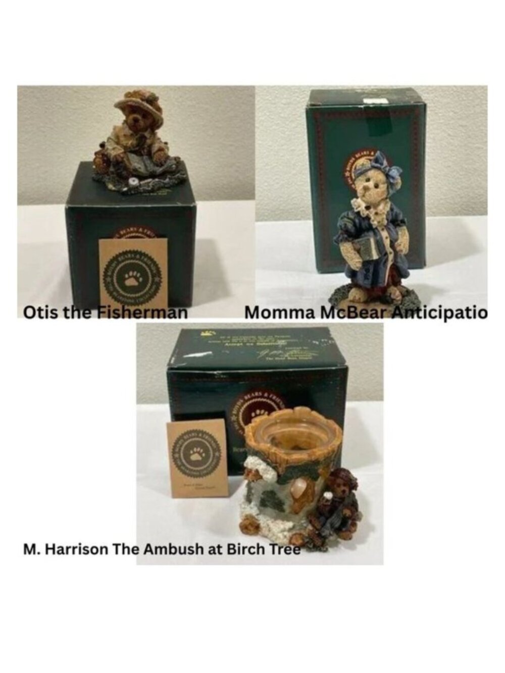 BOYDS BEARS Vintage Collectible Bears Resin Figurines Assorted SET of 3